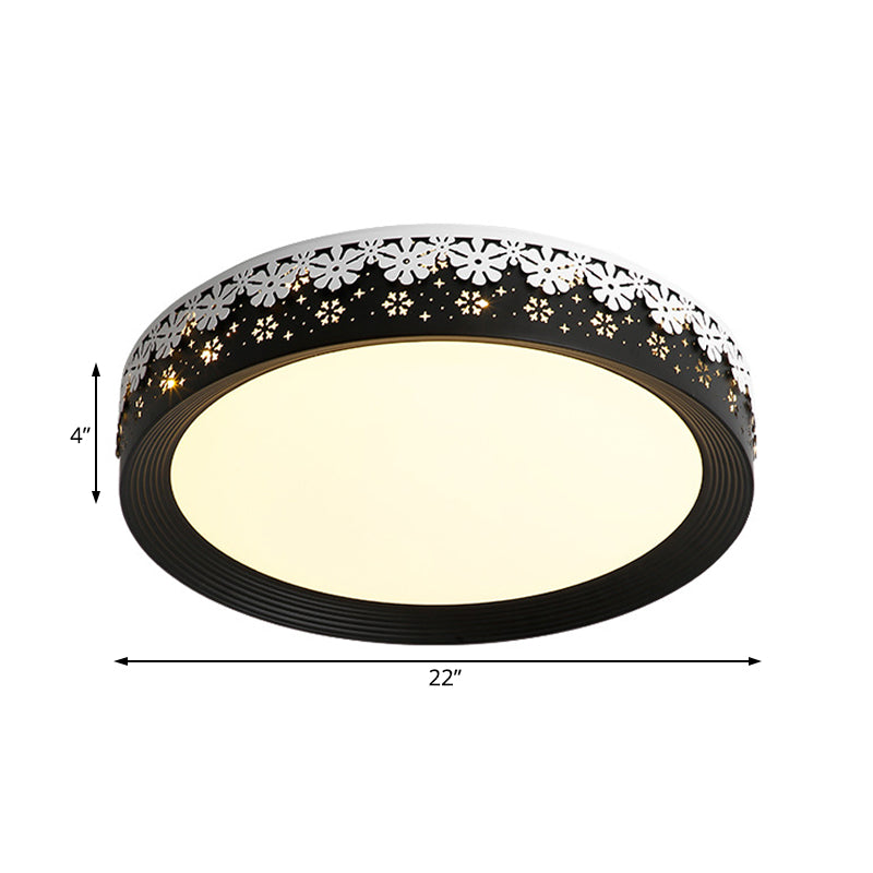 18"/22"/30" Dia Modern LED Flush Mount Light Black Snowflake Patterned Flush Ceiling Light with Acrylic Shade in Warm/White Light Clearhalo 'Ceiling Lights' 'Close To Ceiling Lights' 'Close to ceiling' 'Flush mount' Lighting' 214517