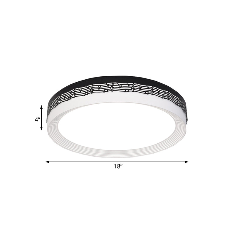 Black Round Ceiling Lamp Contemporary 18"/22"/30" Dia LED Acrylic Flush Mount in Warm/White Light with Rhythm Pattern Clearhalo 'Ceiling Lights' 'Close To Ceiling Lights' 'Close to ceiling' 'Flush mount' Lighting' 214526