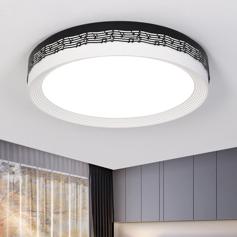 Black Round Ceiling Lamp Contemporary 18"/22"/30" Dia LED Acrylic Flush Mount in Warm/White Light with Rhythm Pattern Clearhalo 'Ceiling Lights' 'Close To Ceiling Lights' 'Close to ceiling' 'Flush mount' Lighting' 214530