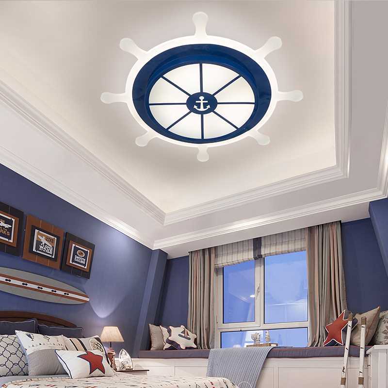 Cartoon Style LED Flush Pendant Light with Acrylic Shade Blue Rudder Shaped Ceiling Mount Light, White/3 Color Light Clearhalo 'Ceiling Lights' 'Close To Ceiling Lights' 'Close to ceiling' 'Flush mount' Lighting' 214582