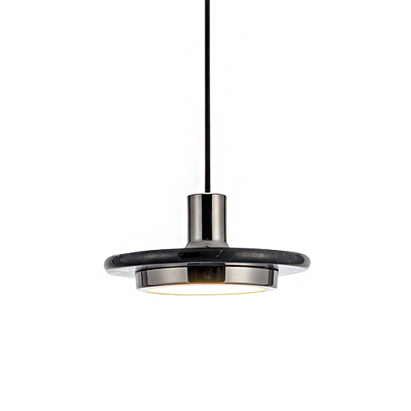 Round Metal Pendant Lighting Modern 1 Light White/Black/Green Hanging Ceiling Lamp with Marble Ring Clearhalo 'Ceiling Lights' 'Modern Pendants' 'Modern' 'Pendant Lights' 'Pendants' Lighting' 214597