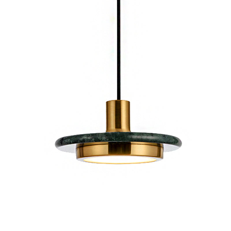 Round Metal Pendant Lighting Modern 1 Light White/Black/Green Hanging Ceiling Lamp with Marble Ring Clearhalo 'Ceiling Lights' 'Modern Pendants' 'Modern' 'Pendant Lights' 'Pendants' Lighting' 214600