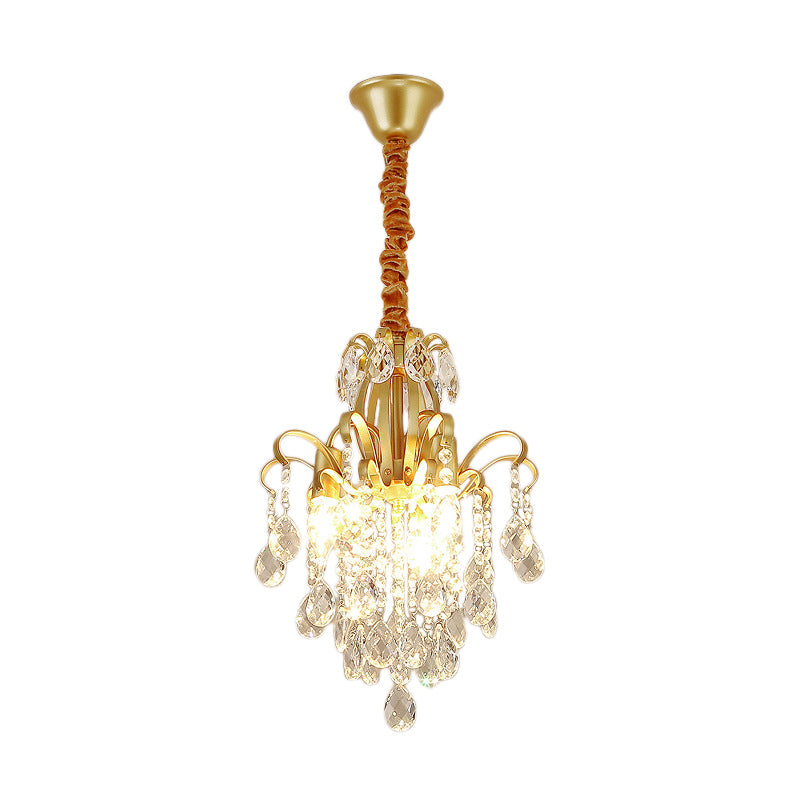 Gold Curved Arm Suspension Light Modern 3/7 Lights Crystal Drip Chandelier Light Fixture for Living Room Clearhalo 'Ceiling Lights' 'Chandeliers' Lighting' options 214692