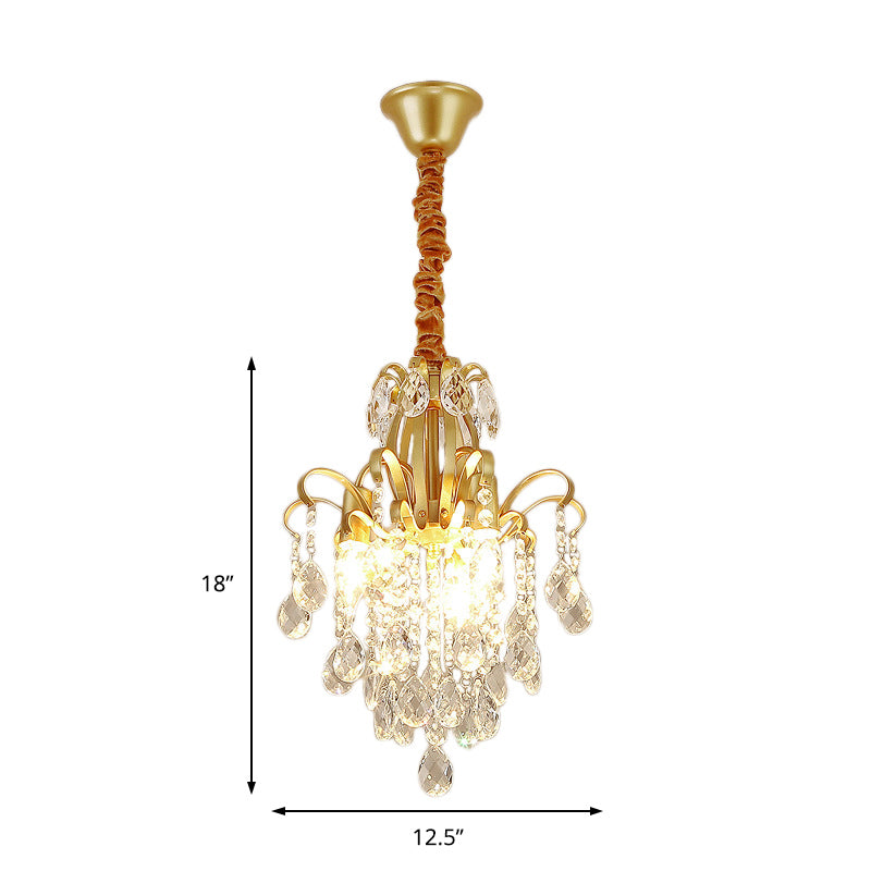 Gold Curved Arm Suspension Light Modern 3/7 Lights Crystal Drip Chandelier Light Fixture for Living Room Clearhalo 'Ceiling Lights' 'Chandeliers' Lighting' options 214693