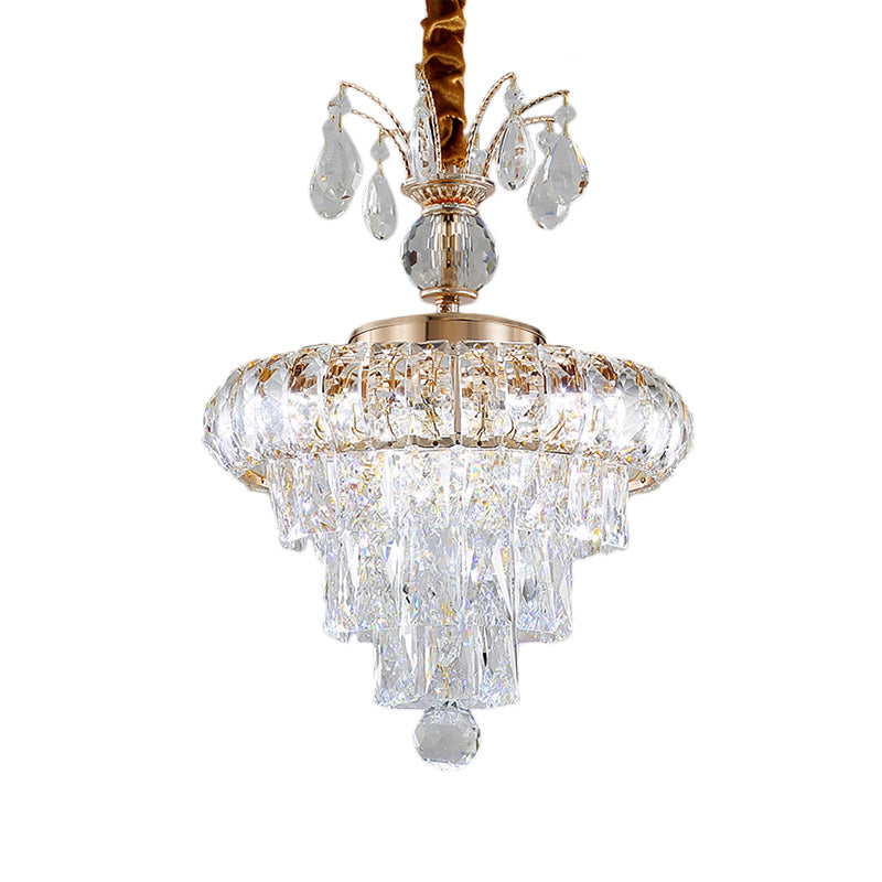 Tiered Chandelier Light Fixture Modern Crystal LED Gold Ceiling Pendant Light for Dining Room,12"/18" Wide Clearhalo 'Ceiling Lights' 'Chandeliers' 'Modern Chandeliers' 'Modern' Lighting' 214727