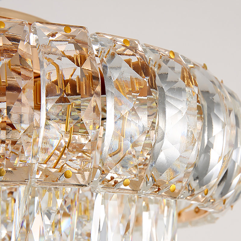 Tiered Chandelier Light Fixture Modern Crystal LED Gold Ceiling Pendant Light for Dining Room,12"/18" Wide Clearhalo 'Ceiling Lights' 'Chandeliers' 'Modern Chandeliers' 'Modern' Lighting' 214729