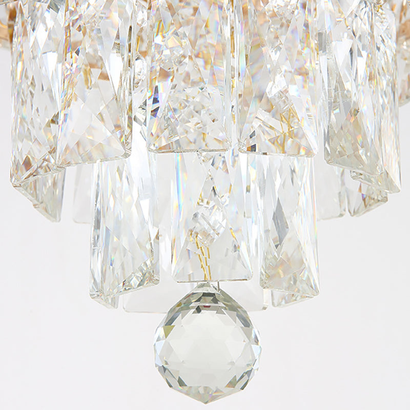 Tiered Chandelier Light Fixture Modern Crystal LED Gold Ceiling Pendant Light for Dining Room,12"/18" Wide Clearhalo 'Ceiling Lights' 'Chandeliers' 'Modern Chandeliers' 'Modern' Lighting' 214730