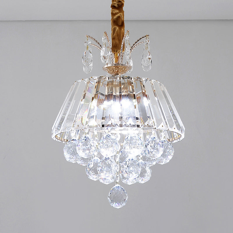 Tiered Chandelier Light Fixture Modern Crystal LED Gold Ceiling Pendant Light for Dining Room,12"/18" Wide Clearhalo 'Ceiling Lights' 'Chandeliers' 'Modern Chandeliers' 'Modern' Lighting' 214732