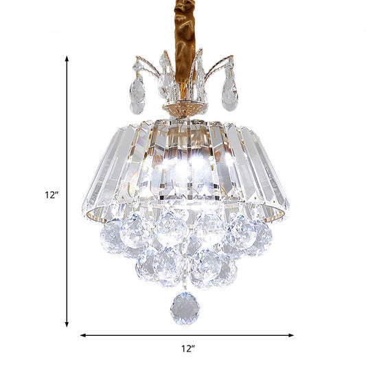 Tiered Chandelier Light Fixture Modern Crystal LED Gold Ceiling Pendant Light for Dining Room,12"/18" Wide Clearhalo 'Ceiling Lights' 'Chandeliers' 'Modern Chandeliers' 'Modern' Lighting' 214734
