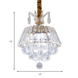 Tiered Chandelier Light Fixture Modern Crystal LED Gold Ceiling Pendant Light for Dining Room,12"/18" Wide Clearhalo 'Ceiling Lights' 'Chandeliers' 'Modern Chandeliers' 'Modern' Lighting' 214734