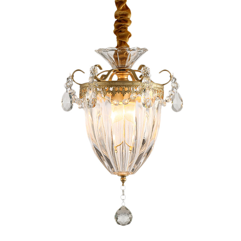 Prism Glass Conical Pendant Ceiling Light Nordic 1 Light Brass Suspension Light with Crystal Drop Clearhalo 'Ceiling Lights' 'Glass shade' 'Glass' 'Modern Pendants' 'Modern' 'Pendant Lights' 'Pendants' Lighting' 214738