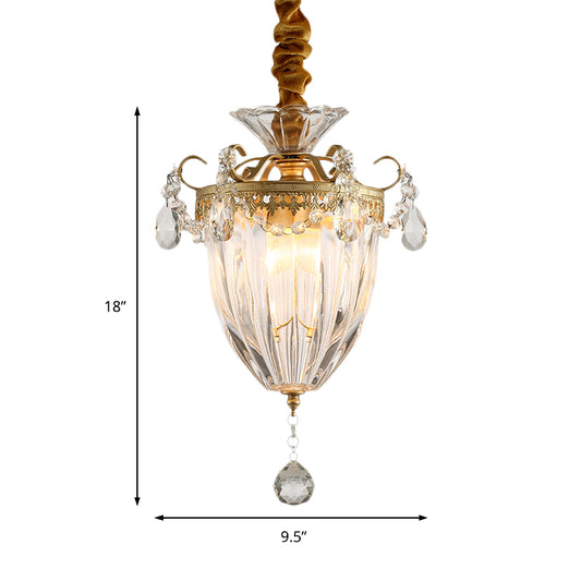 Prism Glass Conical Pendant Ceiling Light Nordic 1 Light Brass Suspension Light with Crystal Drop Clearhalo 'Ceiling Lights' 'Glass shade' 'Glass' 'Modern Pendants' 'Modern' 'Pendant Lights' 'Pendants' Lighting' 214739