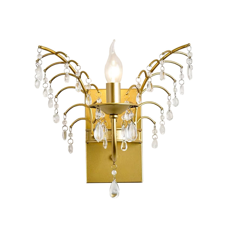 Candelabra Wall Light Contemporary Crystal 1 Light Brass Sconce Light with Branch Design Clearhalo 'Modern wall lights' 'Modern' 'Wall Lamps & Sconces' 'Wall Lights' Lighting' 214877