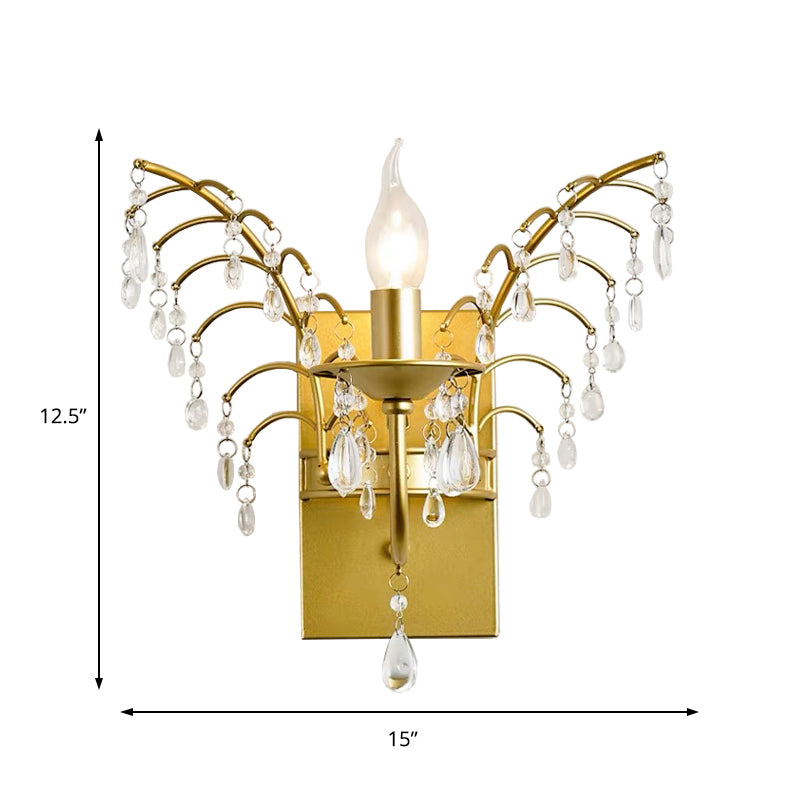 Candelabra Wall Light Contemporary Crystal 1 Light Brass Sconce Light with Branch Design Clearhalo 'Modern wall lights' 'Modern' 'Wall Lamps & Sconces' 'Wall Lights' Lighting' 214878