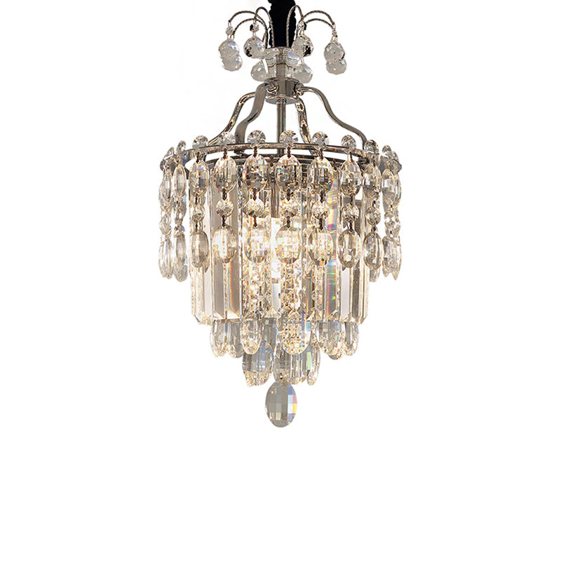 Crystal Round Chandelier Light Modern 3 Lights Chrome Hanging Light Fixture for Living Room Clearhalo 'Ceiling Lights' 'Chandeliers' 'Modern Chandeliers' 'Modern' Lighting' 214900