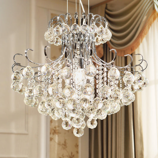 Flared Shape Crystal Chandelier Light Modern 3 Lights Clear/Red/Black Hanging Lamp Kit for Living Room Clear Clearhalo 'Ceiling Lights' 'Chandeliers' 'Clear' 'Industrial' 'Modern Chandeliers' 'Modern' 'Tiffany' 'Traditional Chandeliers' Lighting' 214908