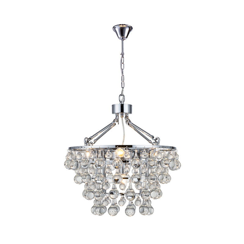 Modern Circular Chandelier Light Fixture Metal 5 Lights Living Room Ceiling Light with Glass Ball Clearhalo 'Ceiling Lights' 'Chandeliers' 'Modern Chandeliers' 'Modern' Lighting' 214918