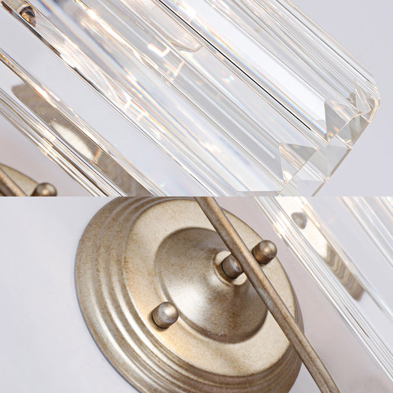 Prismatic Crystal Cylinder Wall Light Fixture Modern 1 Light Gold/Black Wall Mount Light Clearhalo 'Modern wall lights' 'Modern' 'Wall Lamps & Sconces' 'Wall Lights' Lighting' 214985