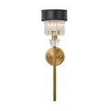 Modern 1 Light Wall Mount Light with Crystal and Fabric Shade Brass Cylinder Wall Sconce Light Clearhalo 'Modern wall lights' 'Modern' 'Wall Lamps & Sconces' 'Wall Lights' Lighting' 215061