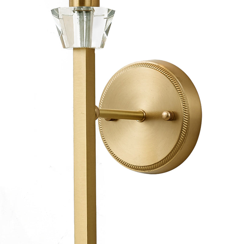 Modern 1 Light Wall Mount Light with Crystal and Fabric Shade Brass Cylinder Wall Sconce Light Clearhalo 'Modern wall lights' 'Modern' 'Wall Lamps & Sconces' 'Wall Lights' Lighting' 215063