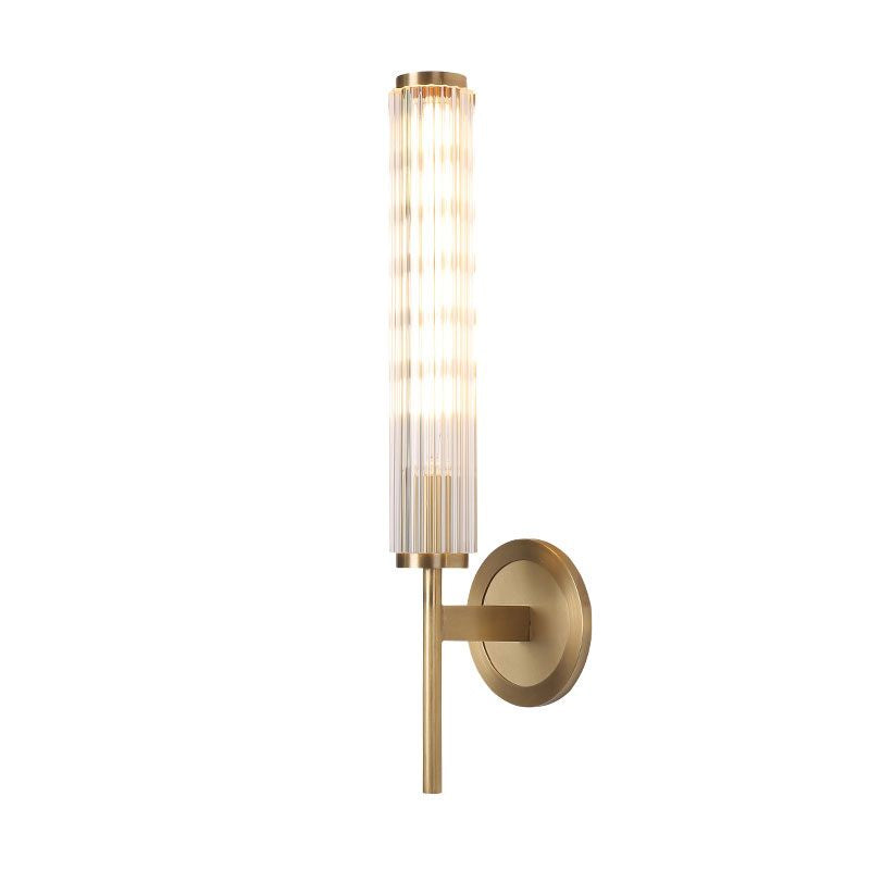 Crystal Rod Cylinder Wall Light Fixture Contemporary 1 Light Brass Wall Mount Light Clearhalo 'Modern wall lights' 'Modern' 'Wall Lamps & Sconces' 'Wall Lights' Lighting' 215071