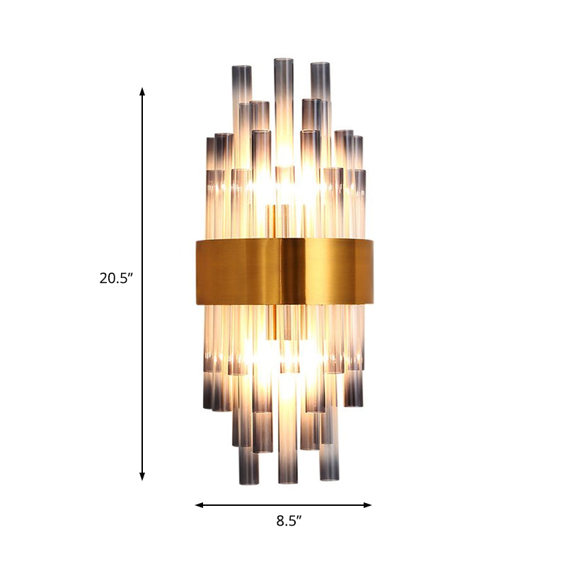 Postmodern Cylinder Wall Light Fixture Fluted Glass 1 Light Hallway Sconce Light in Brass Clearhalo 'Modern wall lights' 'Modern' 'Wall Lamps & Sconces' 'Wall Lights' Lighting' 215089