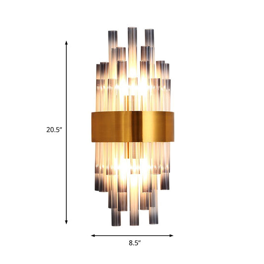 Postmodern Cylinder Wall Light Fixture Fluted Glass 1 Light Hallway Sconce Light in Brass Clearhalo 'Modern wall lights' 'Modern' 'Wall Lamps & Sconces' 'Wall Lights' Lighting' 215089