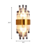 Postmodern Cylinder Wall Light Fixture Fluted Glass 1 Light Hallway Sconce Light in Brass Clearhalo 'Modern wall lights' 'Modern' 'Wall Lamps & Sconces' 'Wall Lights' Lighting' 215089