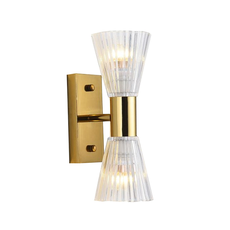 Crystal Hourglass Wall Light Fixture Simple Style 2 Lights Gold Up and Down Wall Sconce Light Clearhalo 'Modern wall lights' 'Modern' 'Wall Lamps & Sconces' 'Wall Lights' Lighting' 215097