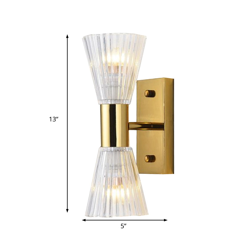 Crystal Hourglass Wall Light Fixture Simple Style 2 Lights Gold Up and Down Wall Sconce Light Clearhalo 'Modern wall lights' 'Modern' 'Wall Lamps & Sconces' 'Wall Lights' Lighting' 215098