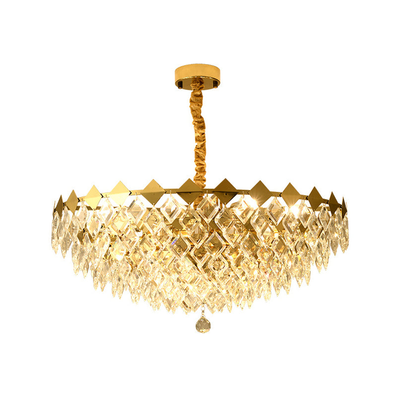 Crystal Bowl Ceiling Light Fixture Postmodern 6 Lights Gold Chandelier Light for Living Room Clearhalo 'Ceiling Lights' 'Chandeliers' 'Modern Chandeliers' 'Modern' Lighting' 215136