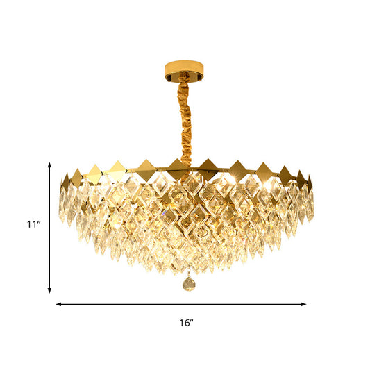 Crystal Bowl Ceiling Light Fixture Postmodern 6 Lights Gold Chandelier Light for Living Room Clearhalo 'Ceiling Lights' 'Chandeliers' 'Modern Chandeliers' 'Modern' Lighting' 215137