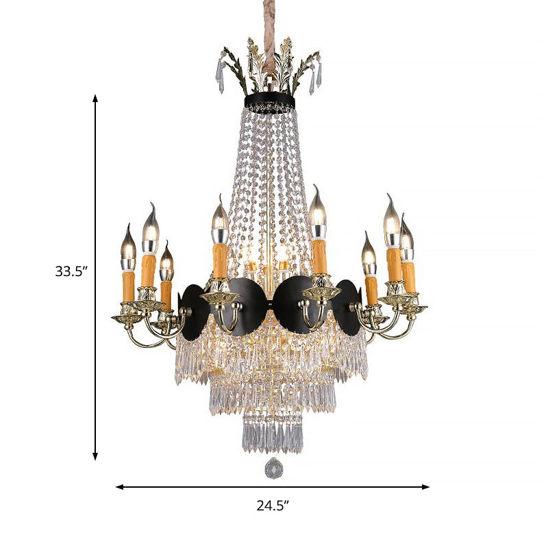 Candelabra Chandelier Light Contemporary Crystal 14 Lights Gold Hanging Light Fixture for Dining Room Clearhalo 'Ceiling Lights' 'Chandeliers' 'Modern Chandeliers' 'Modern' Lighting' 215175