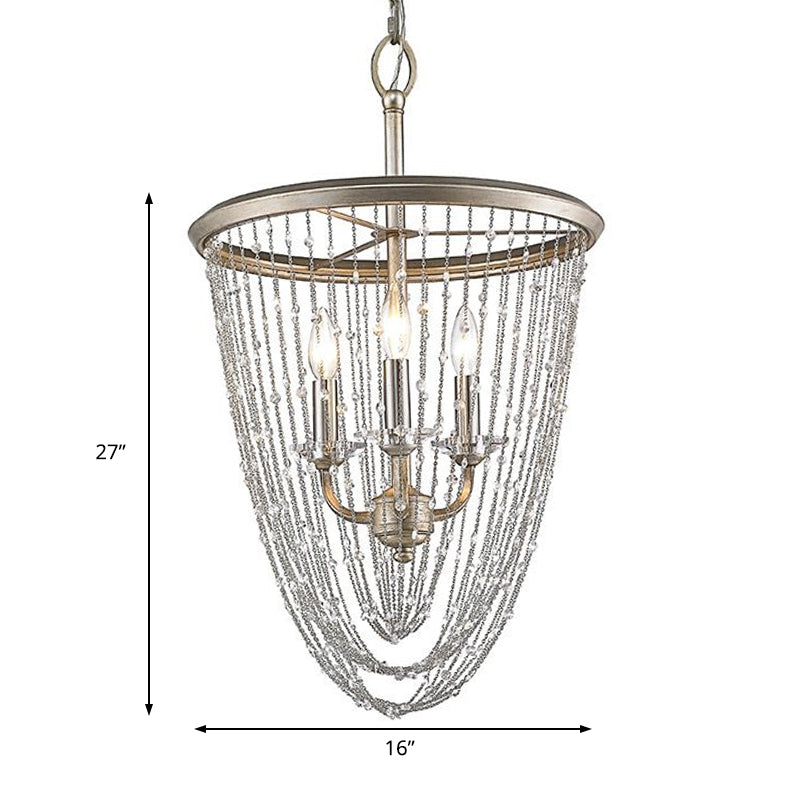 Wire Mesh Chandelier Light Modern Metal 3 Lights Gold Pendant Light with Crystal Accent Clearhalo 'Ceiling Lights' 'Chandeliers' 'Modern Chandeliers' 'Modern' Lighting' 215180