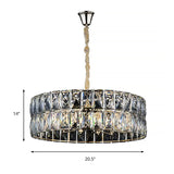 Faceted Crystal Drum Chandelier Light Postmodern 8 Lights Gold Hanging Ceiling Light Clearhalo 'Ceiling Lights' 'Chandeliers' 'Modern Chandeliers' 'Modern' Lighting' 215199