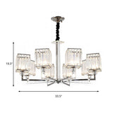 Cubic Hanging Ceiling Light Modern Prismatic Optical Crystal 6/8 Lights Chrome Chandelier Light Clearhalo 'Ceiling Lights' 'Chandeliers' Lighting' options 215299