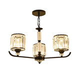 Black Cylinder Ceiling Light Antique 3/6/8 Lights Prismatic Optical Crystal Chandelier Light Clearhalo 'Ceiling Lights' 'Chandeliers' 'Glass shade' 'Glass' 'Modern Chandeliers' 'Modern' 'Pendant Lights' Lighting' 215312