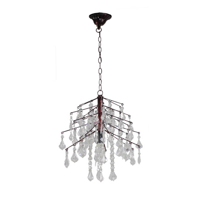 Christmas Tree Hanging Light Fixture Simple Style Crystal and Metal 1 Light Weathered Copper Chandelier Light Clearhalo 'Ceiling Lights' 'Modern Pendants' 'Modern' 'Pendant Lights' 'Pendants' Lighting' 215327