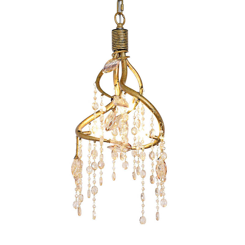 Vintage Branch Ceiling Light Metal 4 Lights Dining Room Chandelier Light with Crystal Accent Clearhalo 'Ceiling Lights' 'Chandeliers' 'Modern Chandeliers' 'Modern' Lighting' 215331