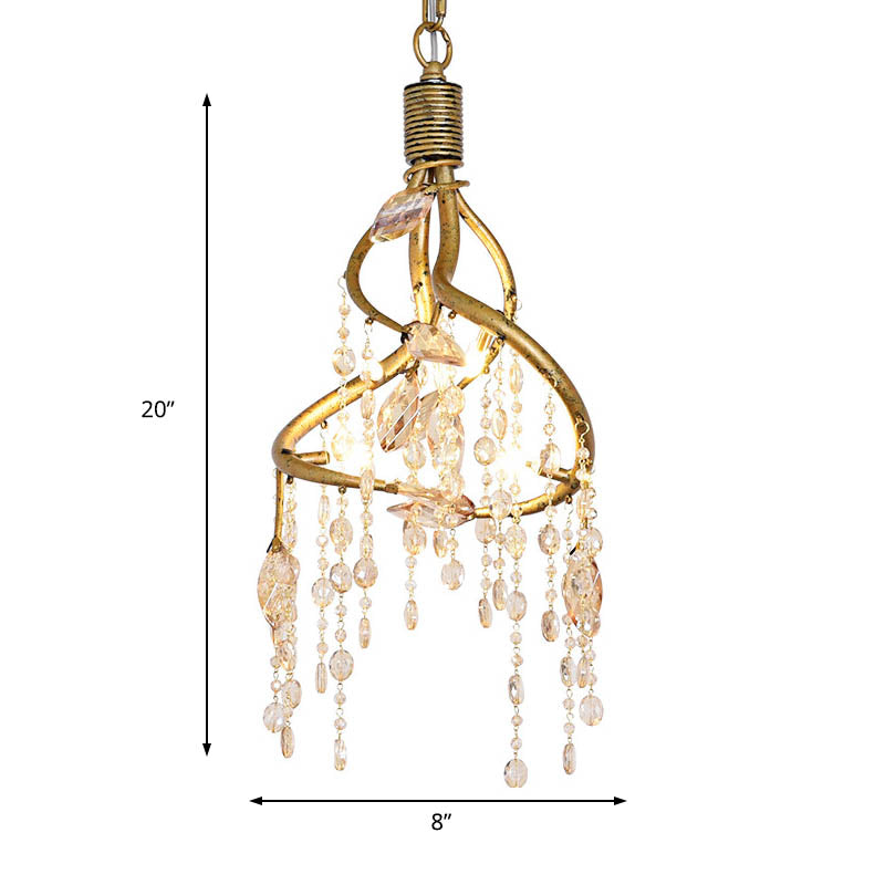 Vintage Branch Ceiling Light Metal 4 Lights Dining Room Chandelier Light with Crystal Accent Clearhalo 'Ceiling Lights' 'Chandeliers' 'Modern Chandeliers' 'Modern' Lighting' 215332