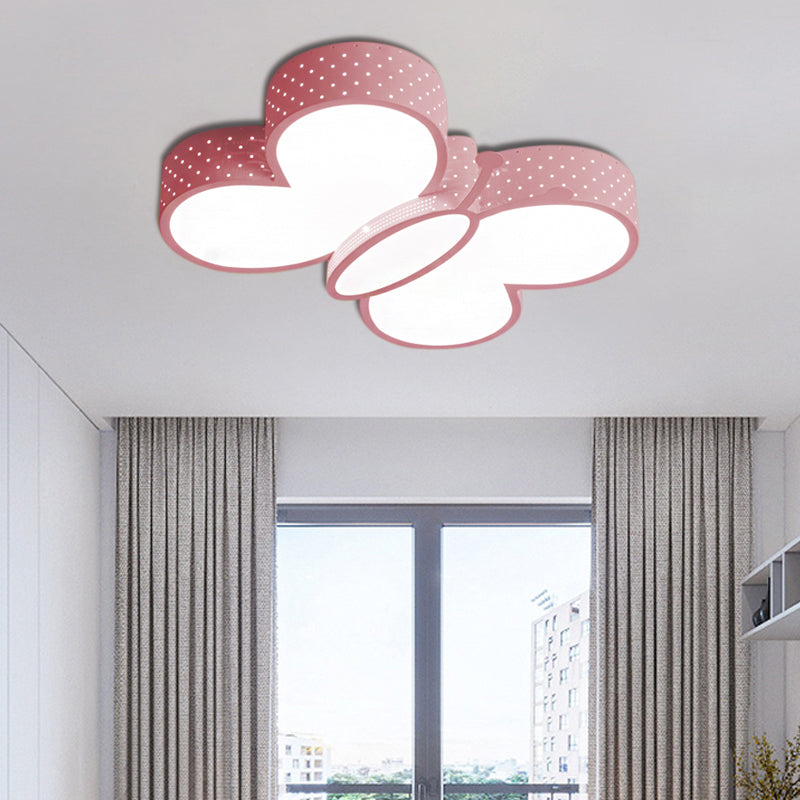 Butterfly Flush Ceiling Light Cartoon Stylish Metallic LED Blue/Pink Flush Mount Lamp in Warm/White Light for Bedroom Clearhalo 'Ceiling Lights' 'Close To Ceiling Lights' 'Close to ceiling' 'Flush mount' Lighting' 215335