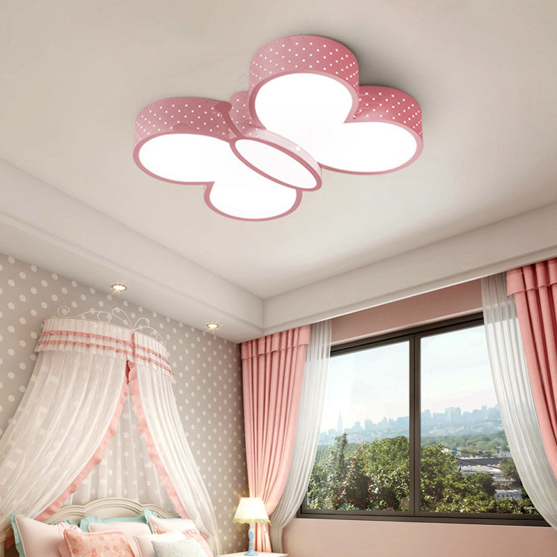 Butterfly Flush Ceiling Light Cartoon Stylish Metallic LED Blue/Pink Flush Mount Lamp in Warm/White Light for Bedroom Clearhalo 'Ceiling Lights' 'Close To Ceiling Lights' 'Close to ceiling' 'Flush mount' Lighting' 215336