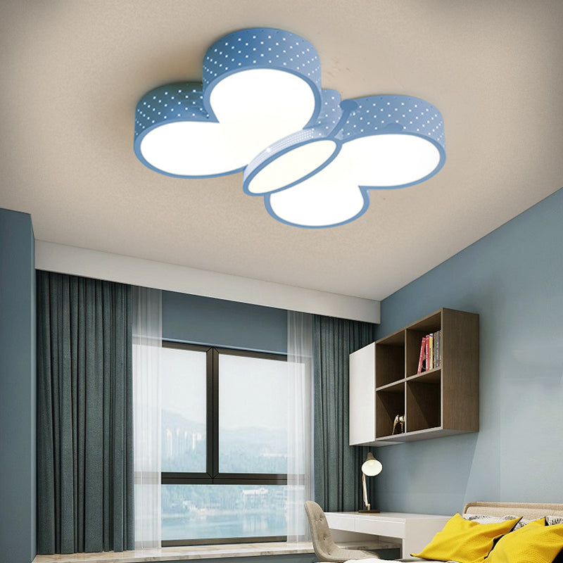 Butterfly Flush Ceiling Light Cartoon Stylish Metallic LED Blue/Pink Flush Mount Lamp in Warm/White Light for Bedroom Clearhalo 'Ceiling Lights' 'Close To Ceiling Lights' 'Close to ceiling' 'Flush mount' Lighting' 215340