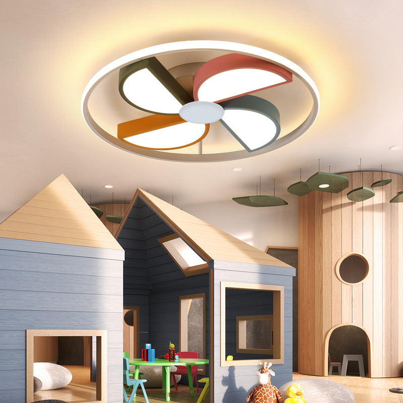 16.5"/20.5" W Windmill Flush Mount Lamp Kids Acrylic LED White Finish Ceiling Lamp for Bedroom, Warm/White Light Clearhalo 'Ceiling Lights' 'Close To Ceiling Lights' 'Close to ceiling' 'Flush mount' Lighting' 215359