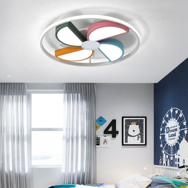 16.5"/20.5" W Windmill Flush Mount Lamp Kids Acrylic LED White Finish Ceiling Lamp for Bedroom, Warm/White Light Clearhalo 'Ceiling Lights' 'Close To Ceiling Lights' 'Close to ceiling' 'Flush mount' Lighting' 215361