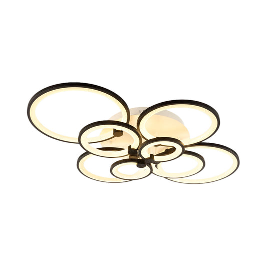 Multi-Ring Living Room Flush Mount Acrylic 8/10 Lights Modern Ceiling Lighting Fixture in Brown, Warm/White Light Clearhalo 'Ceiling Lights' 'Close To Ceiling Lights' 'Close to ceiling' 'Flush mount' Lighting' 215380