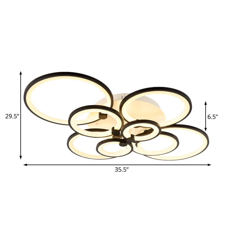 Multi-Ring Living Room Flush Mount Acrylic 8/10 Lights Modern Ceiling Lighting Fixture in Brown, Warm/White Light Clearhalo 'Ceiling Lights' 'Close To Ceiling Lights' 'Close to ceiling' 'Flush mount' Lighting' 215381