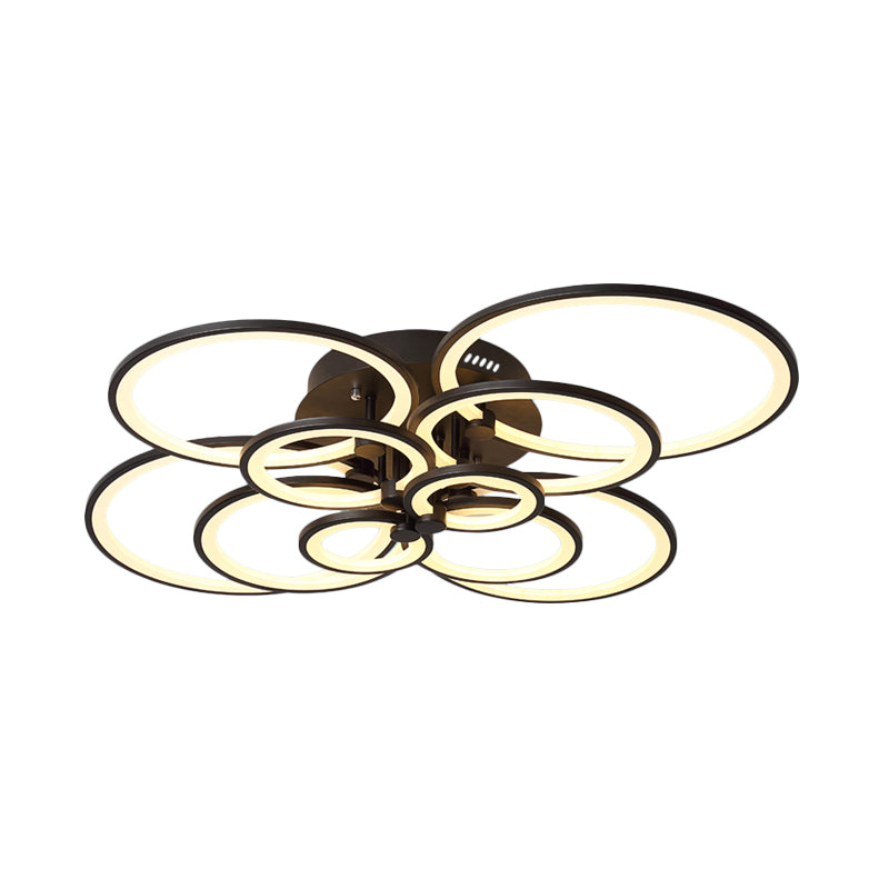 Multi-Ring Living Room Flush Mount Acrylic 8/10 Lights Modern Ceiling Lighting Fixture in Brown, Warm/White Light Clearhalo 'Ceiling Lights' 'Close To Ceiling Lights' 'Close to ceiling' 'Flush mount' Lighting' 215384