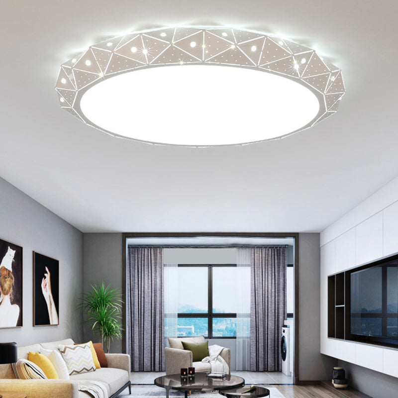 Round LED Flush Mount Light Simple Acrylic 18"/25.5" Dia LED Ceiling Lamp in Warm/White Light with Hollow Deisgn White Clearhalo 'Ceiling Lights' 'Close To Ceiling Lights' 'Close to ceiling' 'Flush mount' Lighting' 215393