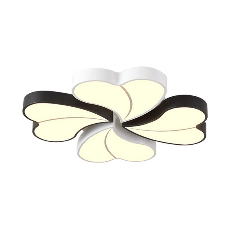 Black and White Heart-Shaped Ceiling Lamp Modern Acrylic Flush Mount Light Fixture in Warm/White Light Clearhalo 'Ceiling Lights' 'Close To Ceiling Lights' 'Close to ceiling' 'Flush mount' Lighting' 215402